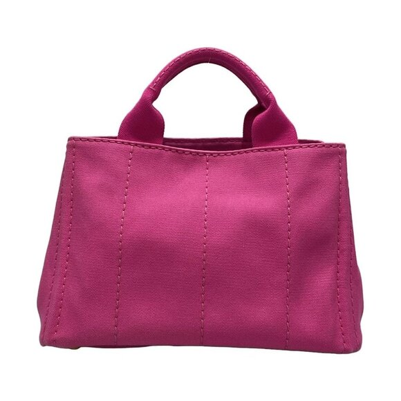 Auth PRADA Canapa Pink Canvas Tote Bag - Picture 2 of 16